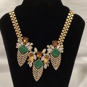 J. Crew Gold and Green Statement Necklace